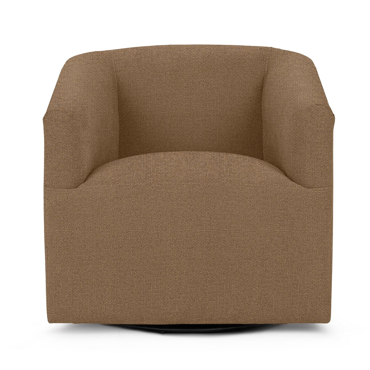Classic Home Vernon swivel chair with plush upholstery and wooden base, showcasing a comfortable, modern seating design.