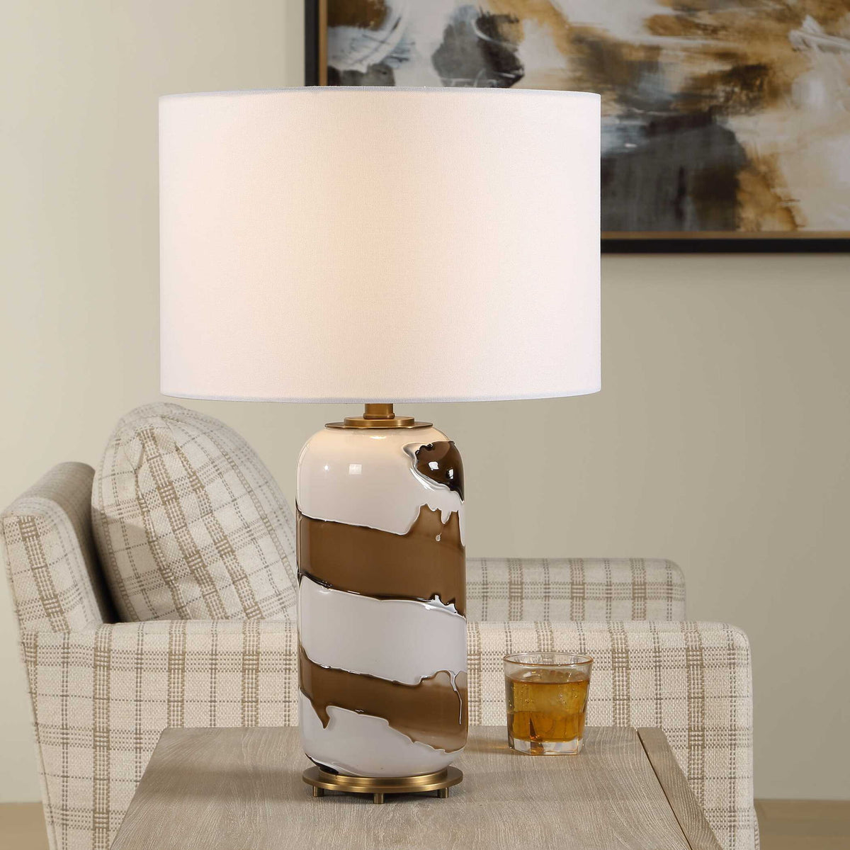 Ararat - Swirl Table Lamp - Brown / White