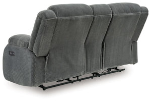 Observation - Double Reclining Power Loveseat With Console - Steel - R&R Furniture Gallery (Fountain Valley, CA)