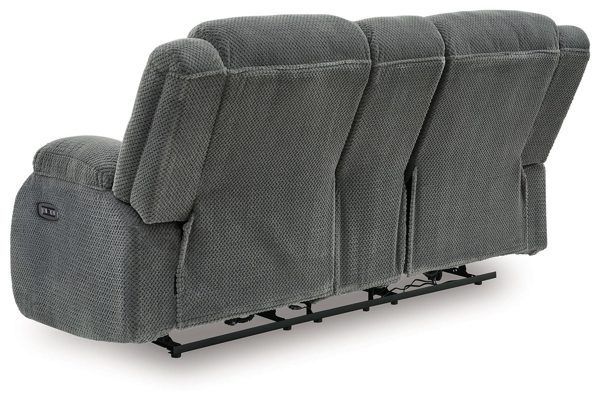 Observation - Double Reclining Power Loveseat With Console - Steel - R&R Furniture Gallery (Fountain Valley, CA)