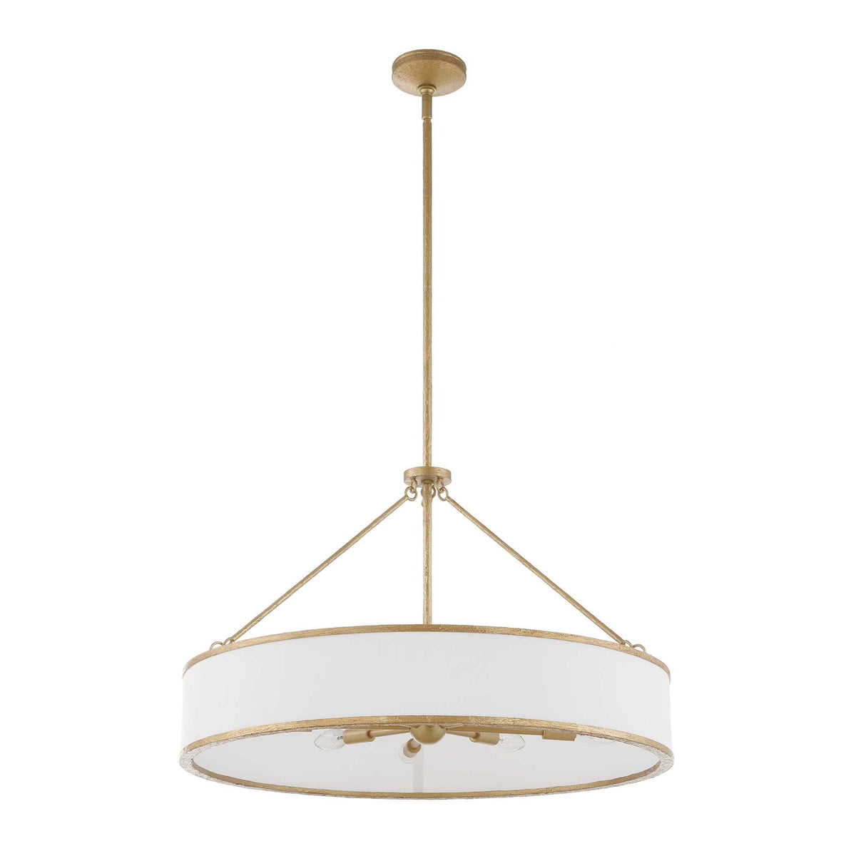 Uttermost Algiers 8-light gold and white drum pendant light with sleek modern design and decorative gold accents.