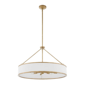 Uttermost Algiers 8-light gold and white drum pendant light with sleek modern design and decorative gold accents.