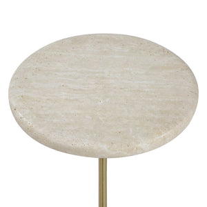 Adames - Travertine Drink Table - Brass / White