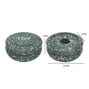 Gabby - Stacking Candle Holder (Set of 2) - Speckled Green