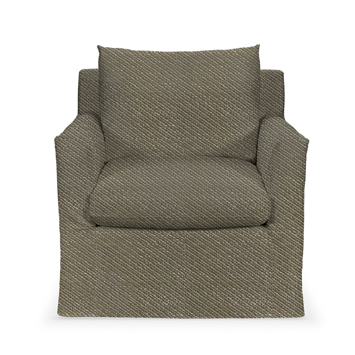Classic Home Cassiano swivel chair with a rounded back and cushioned seat, featuring wooden legs and a modern design.
