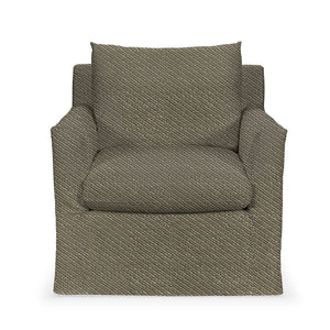 Classic Home Cassiano swivel chair with a rounded back and cushioned seat, featuring wooden legs and a modern design.