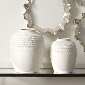 Luna - Ridge Ceramic Vases (Set of 2) - White