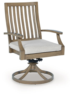 Rainier Ranch - Swivel Chair With Cushion (Set of 2) - Brown / Beige - R&R Furniture Gallery (Fountain Valley, CA)