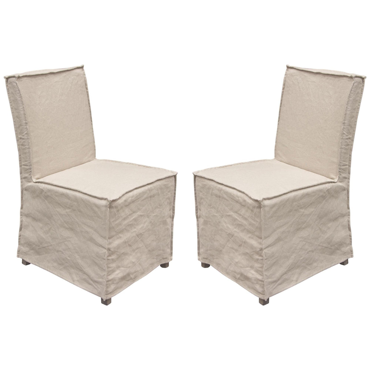 Sonoma 2-Pack Dining Chairs with Wood Legs and Sand Linen Removable Slipcover by Diamond Sofa
