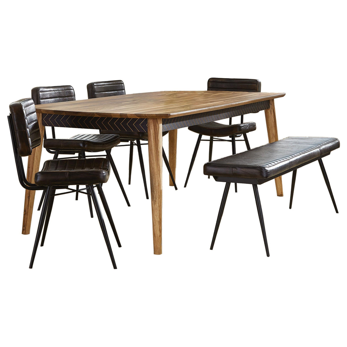 Partridge 6-piece Dining Set Natural Sheesham and Espresso