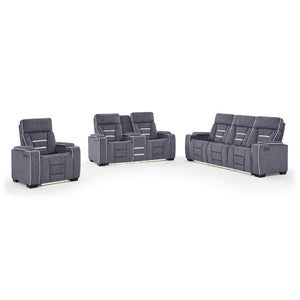 Austin - 3 Piece Reclining Sofa And Loveseat With Storage Arms - Gray