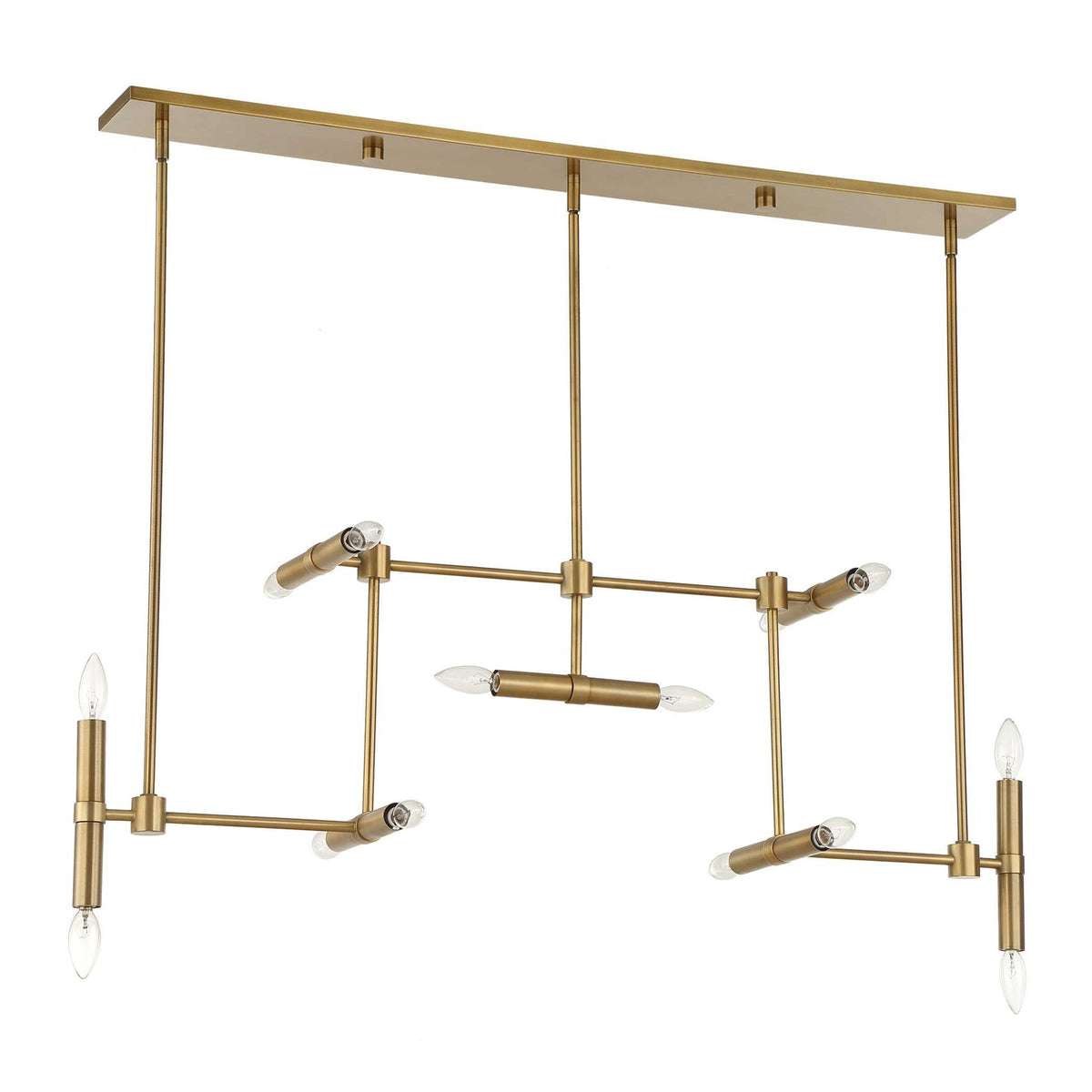 Uttermost 14 Light Gold Modern Linear Pendant Lighting fixture with sleek metal frame and minimalist design.
