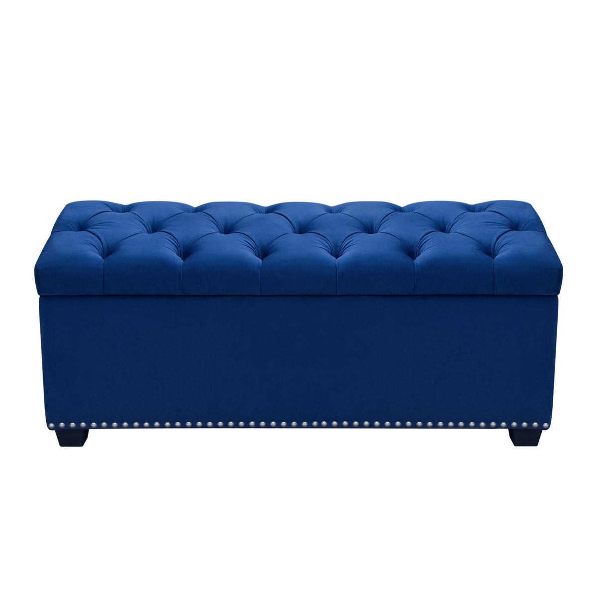 Majestic Tufted Velvet Lift-Top Storage Trunk w/ Nail Head Accent by Diamond Sofa - Royal Blue Velvet
