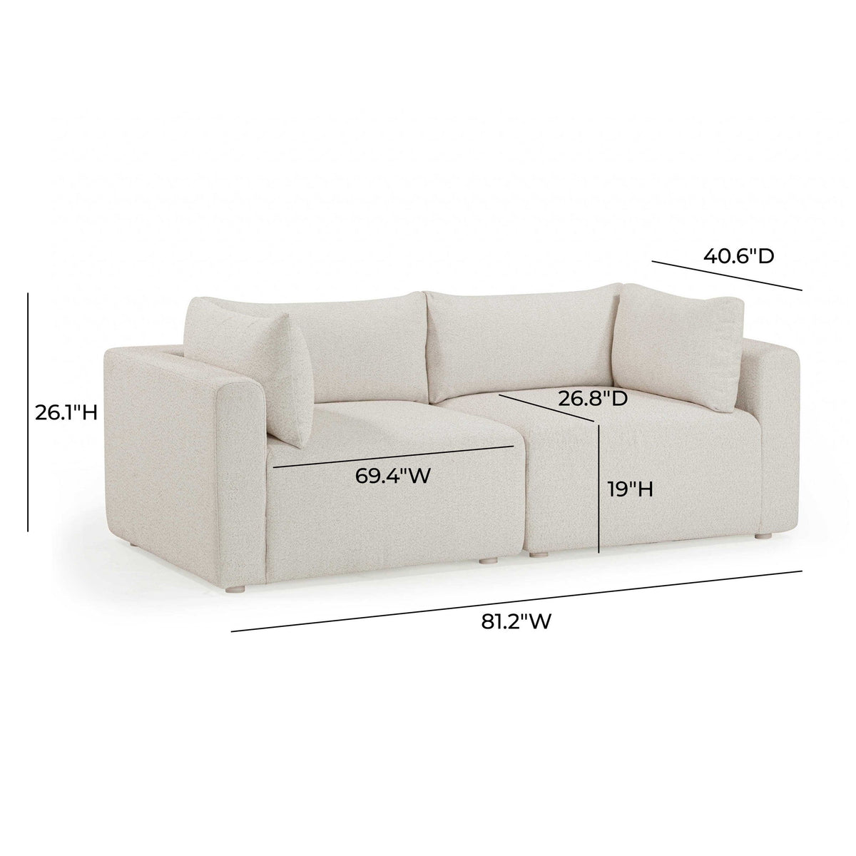 Hangover - Outdoor Modular Loveseat - Cream - R&R Furniture Gallery (Fountain Valley, CA)