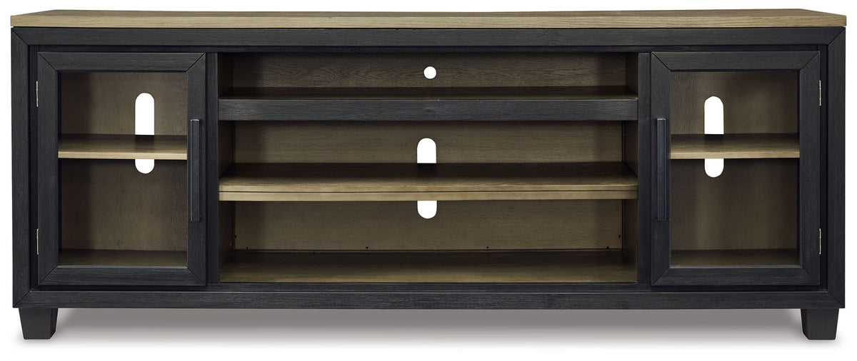 Foyland - XL TV Stand w/Fireplace Option - Black / Brown - R&R Furniture Gallery (Fountain Valley, CA)