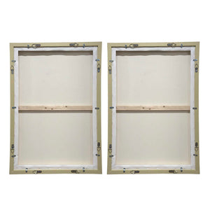 Abstract Afternoon - Framed Canvases (Set of 2) - Blue / Green / Pink / White / Woodtone / Yellow