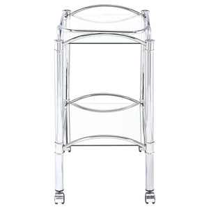Porch & Den - 2 Tier Rectangular Glass Shelf Bar Cart With Glass - Chrome