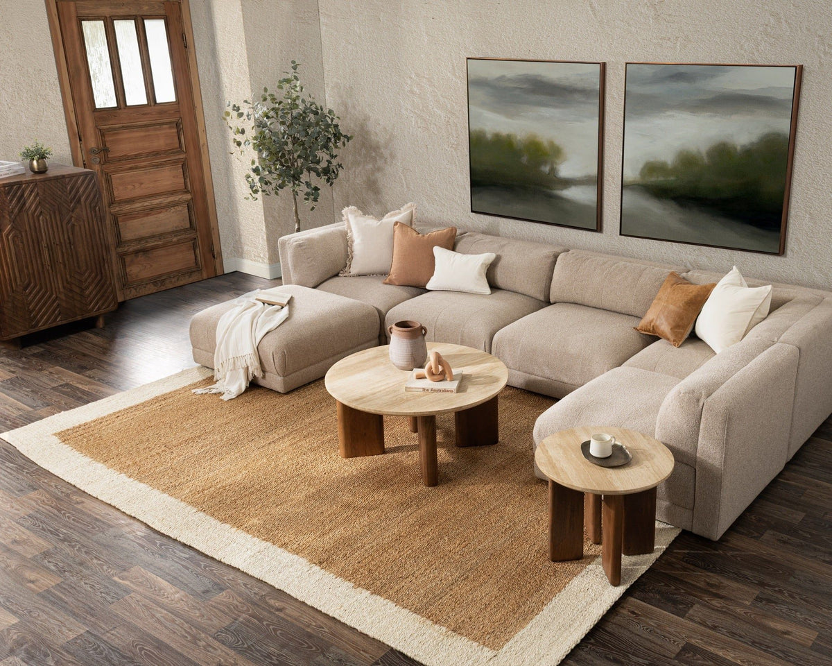 Idella - Travertine Round Table - R&R Furniture Gallery (Fountain Valley, CA)