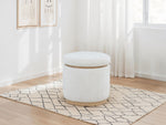 Remuda Boucle Upholstered Round Storage Ottoman Ivory