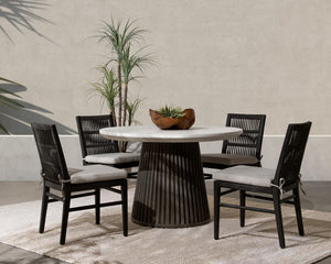 Caspia - 47" Outdoor Round Dining Table - Snowdrift White / Black