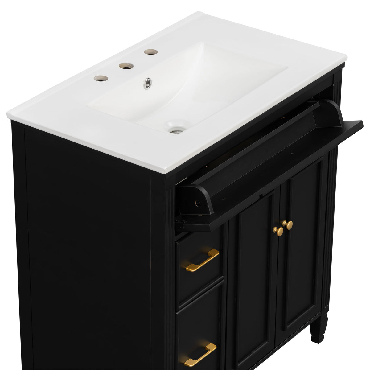 Freestanding Bathroom Vanity With Sink, Soft Close Door, Tip Out Drawer