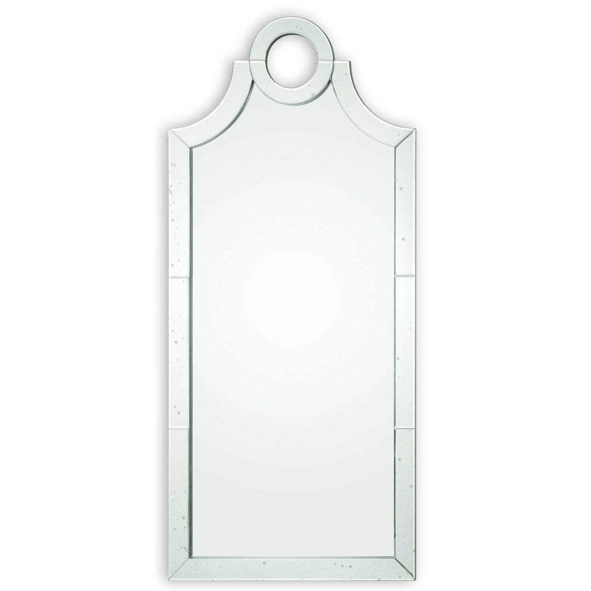 Uttermost Acacius Pearl Silver arched wall mirror with elegant silver finish and curved frame, suitable for modern interior decor.