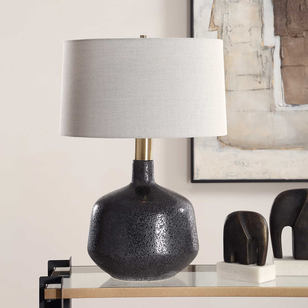 Flanagan - Mottled Gloss Table Lamp - Black