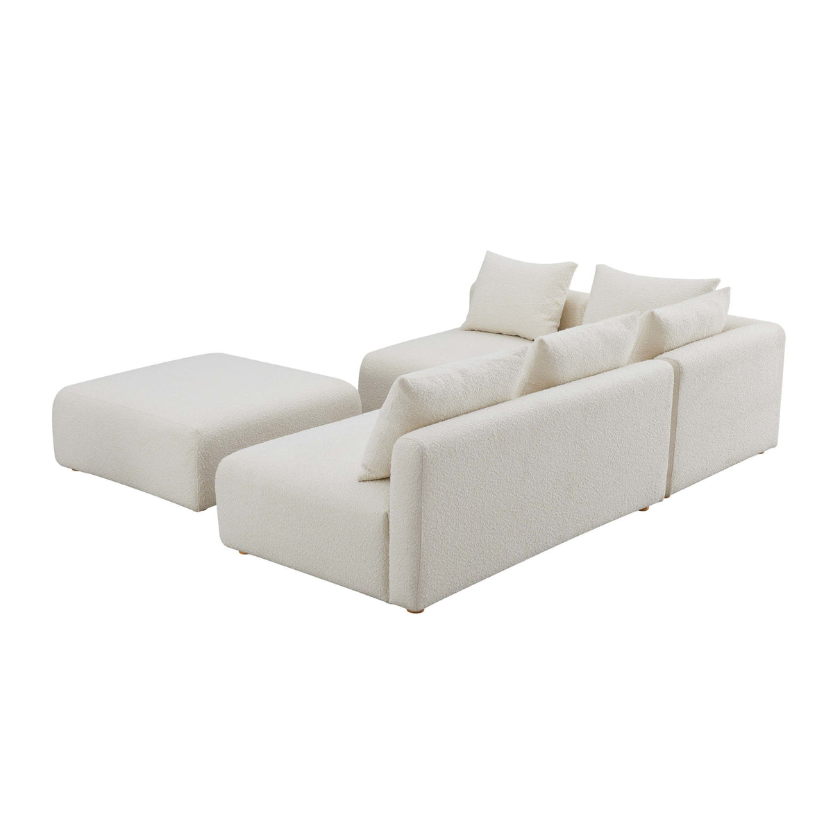 Hangover - 4-Piece Boucle Modular Chaise Sectional - Cream - R&R Furniture Gallery (Fountain Valley, CA)