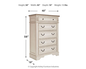 Realyn - Five Drawer Chest - White / Brown / Beige - R&R Furniture Gallery (Fountain Valley, CA)