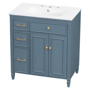 Freestanding Bathroom Vanity With Sink, Soft Close Door, Tip Out Drawer