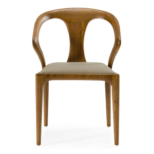 Campbell Mid-Century Modern Taupe Leatherette & Walnut Dining Chair — view 4
