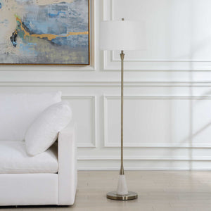 Marble Base Floor Lamp - Antique Brass / White