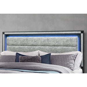 Soulmarie - Bed With LED Lighting And Padded Headboard
