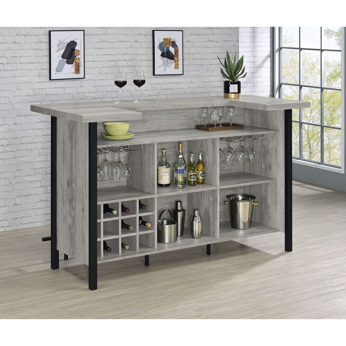 Menimen - Freestanding Bar Unit - Gray