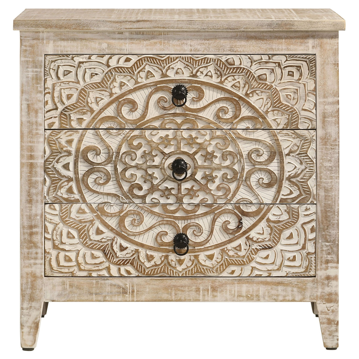 Kenzie - 3 Drawer Mandala Cabinet - White