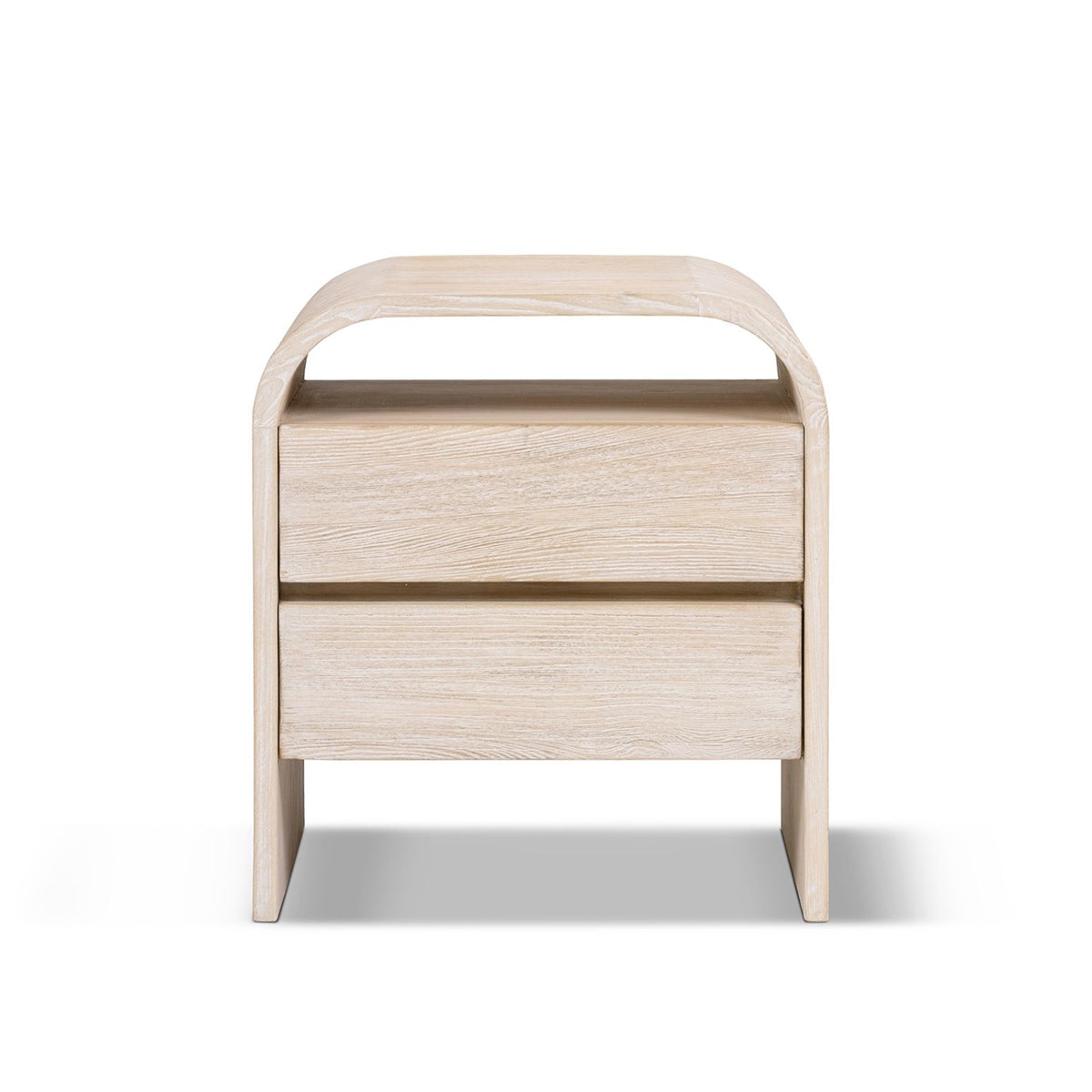 White washed Dune side table by Jennifer Taylor Home with a sleek, modern design and smooth finish.