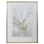 Uttermost Ethos framed abstract print with gold frame, modern wall art featuring vibrant, flowing shapes on a neutral background.