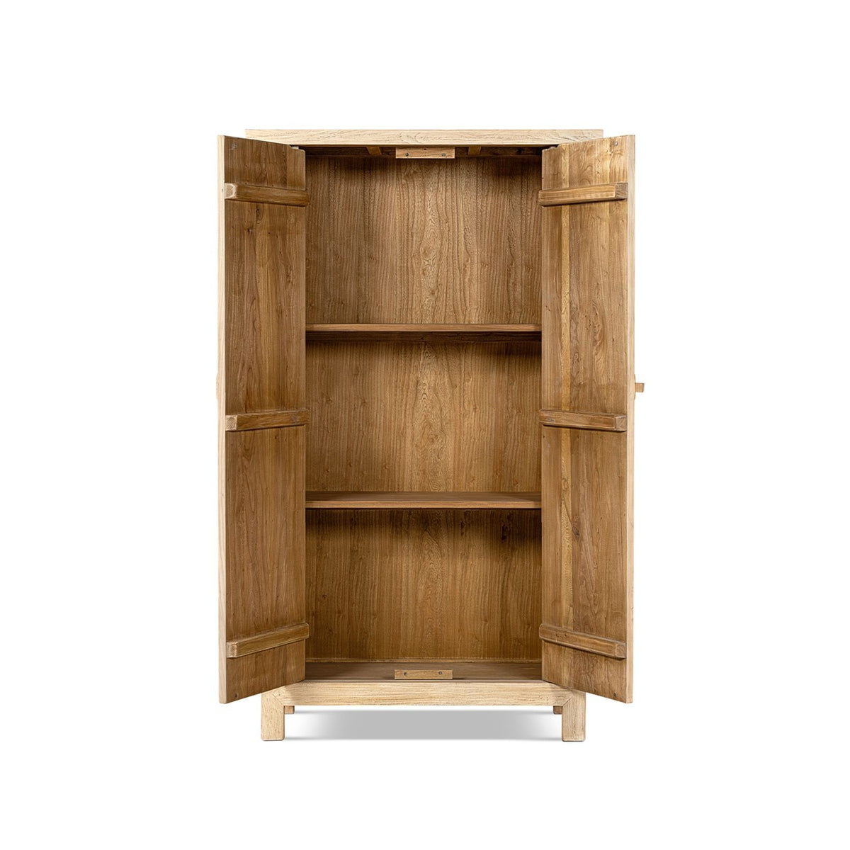 Jennifer Taylor Home Fable 2 Door Storage Cabinet in light natural brown wood with sleek, modern design and smooth surface.