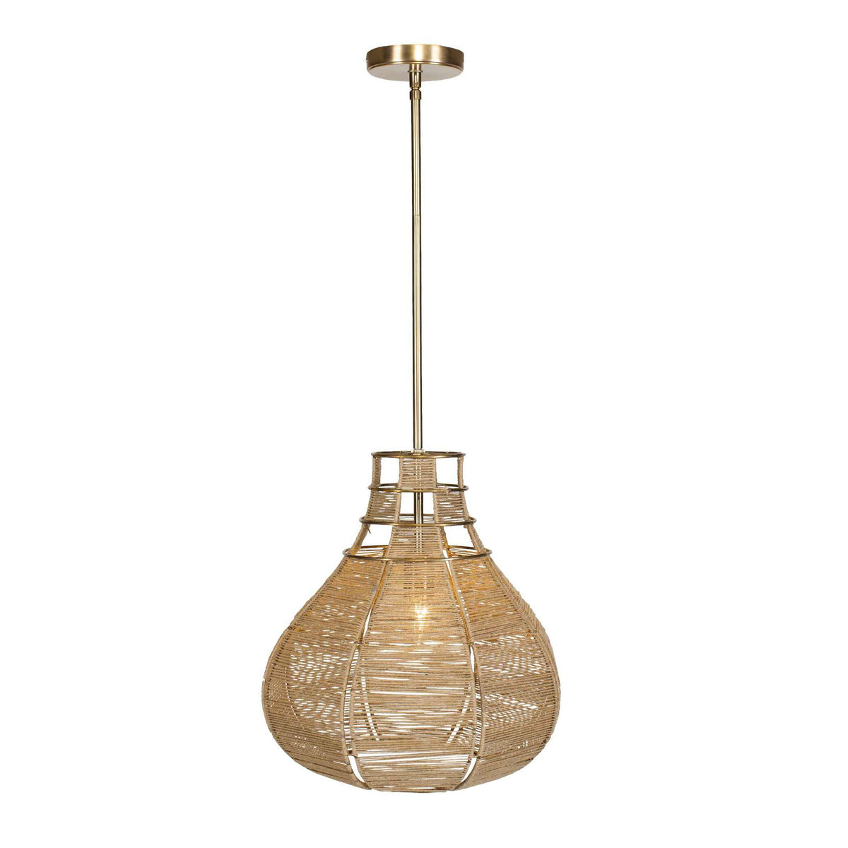 Hestia - 1 Light Natural Rope Pendant - Light Brown