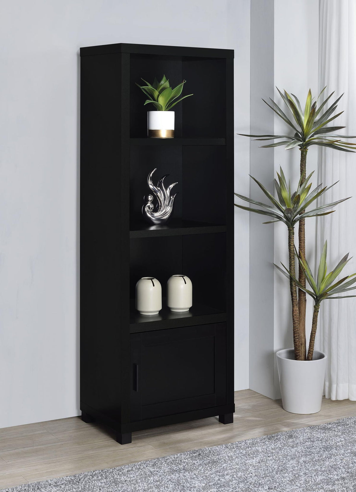Jupiter 3-shelf Engineered Wood Media Tower Black