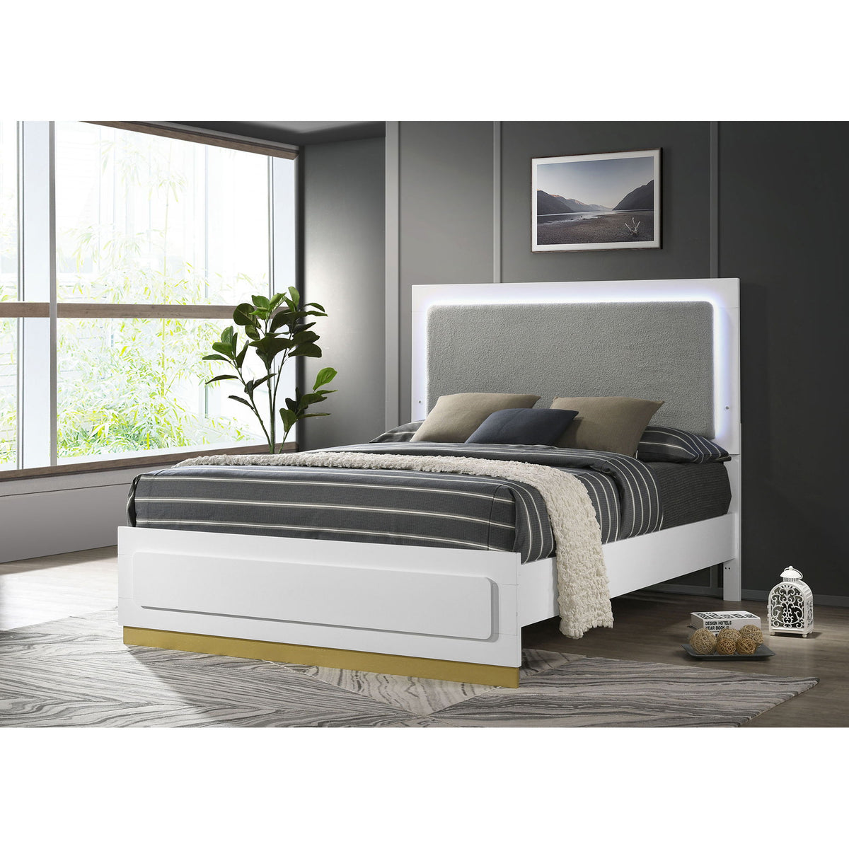 Sophia - Panel Bed With LED Headboard
