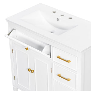 2 Piece Freestanding Bathroom Vanity Set With Sink Top, Reversible Dual Layout