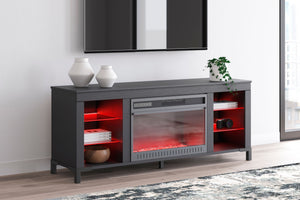 Cayberry - TV Stand With Fireplace - Black - R&R Furniture Gallery (Fountain Valley, CA)