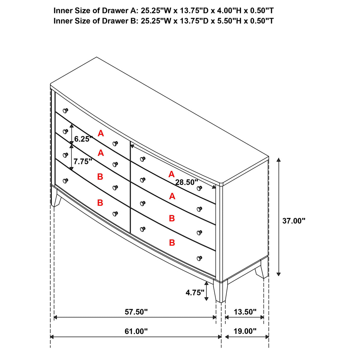 Menlo - 8 Drawer Dresser Cabinet - Natural