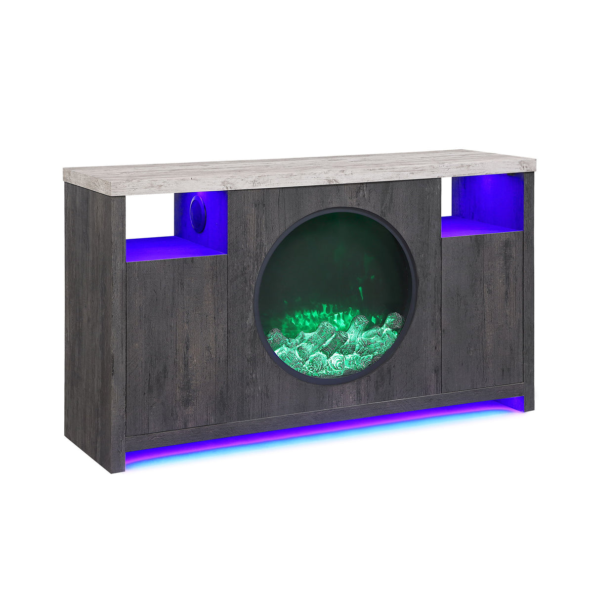 Nancy - Entertainment Unit With Bluetooth Speaker And LED Lighting - Gray