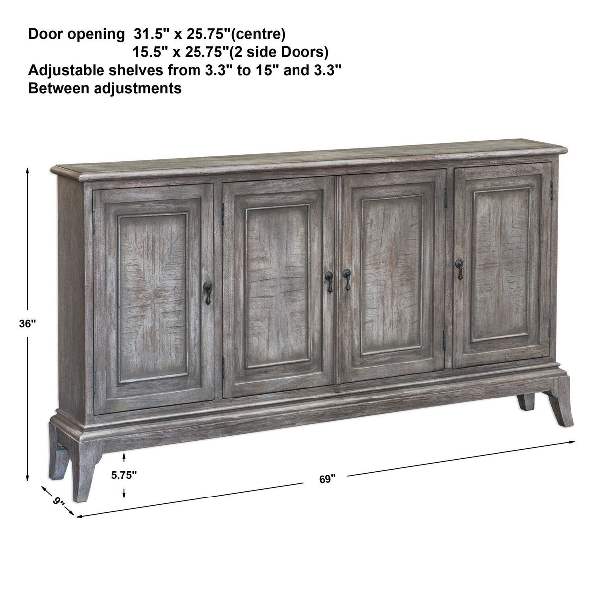 Nyle - 4 Door Cabinet - Gray