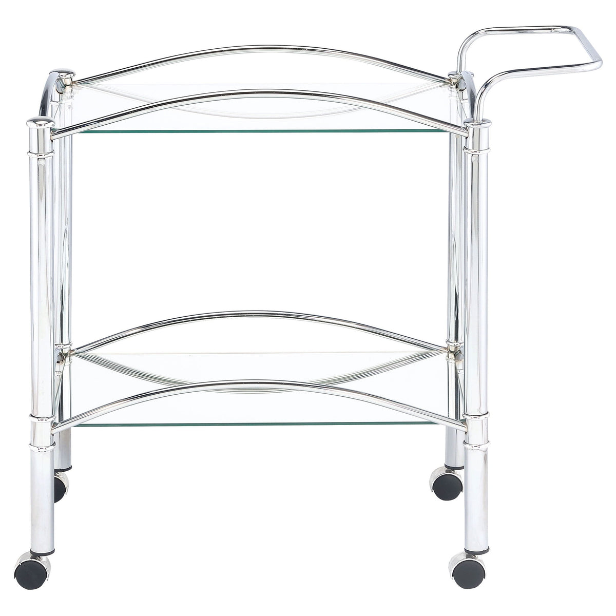 Porch & Den - 2 Tier Rectangular Glass Shelf Bar Cart With Glass - Chrome