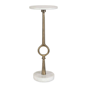 Accent Table - Brass Antique / White
