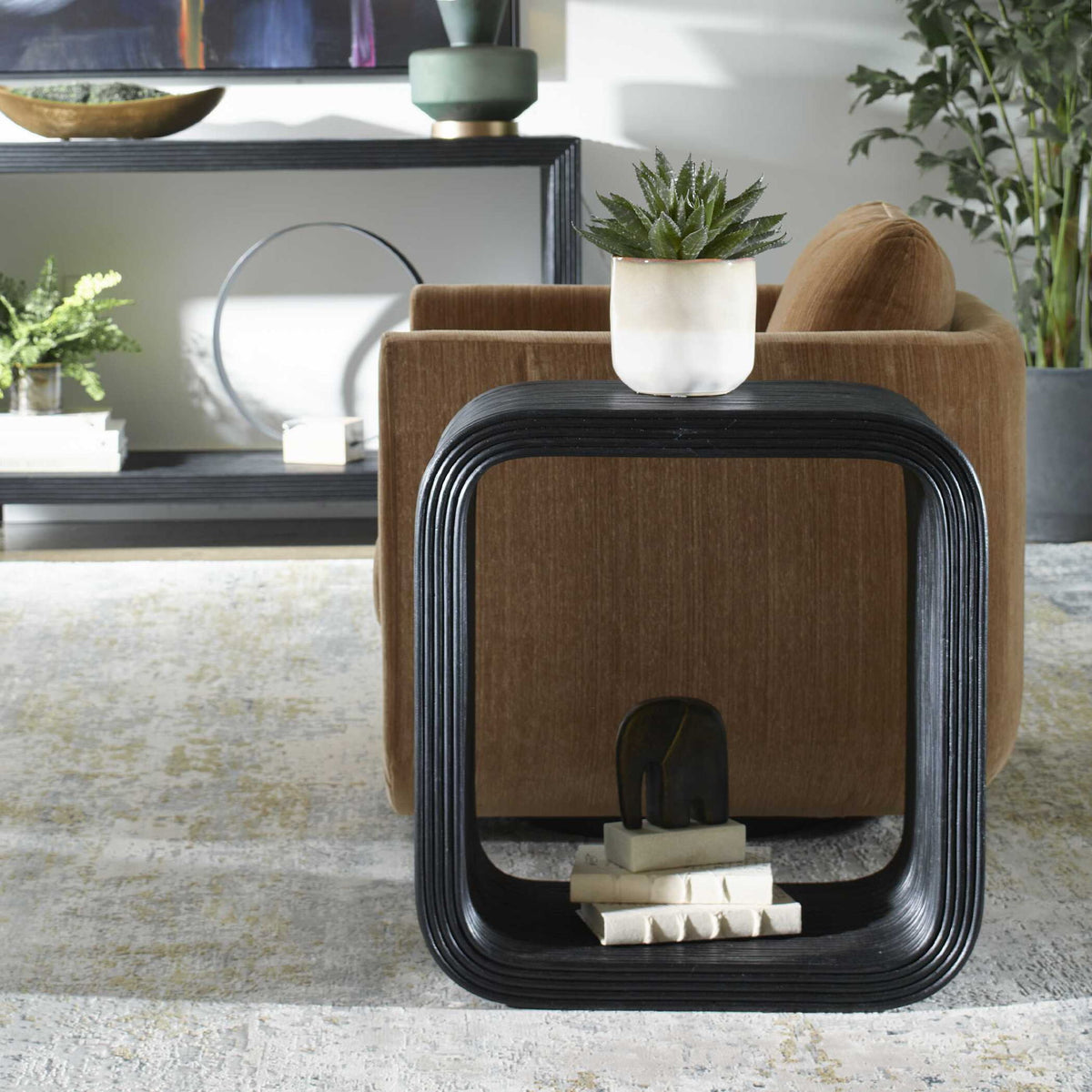 Compton - Rattan Side Table - Black