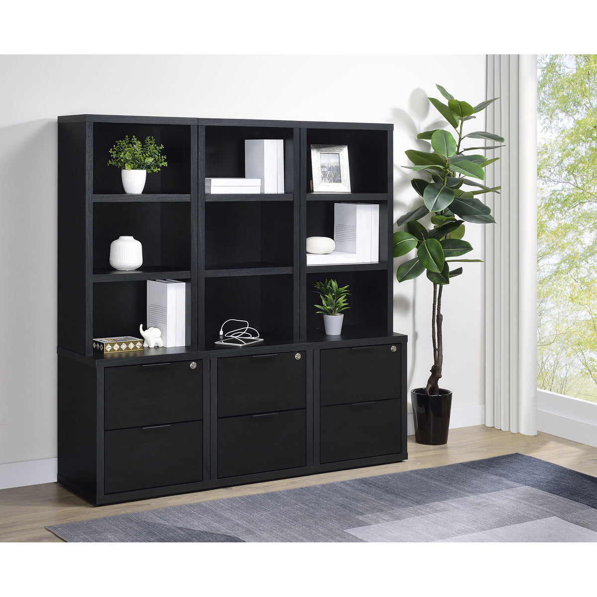 Geary - 3 Piece Wall Unit Bookcase Set With USB Storage